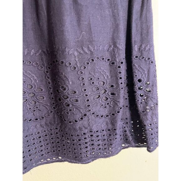 Retro Floral Eyelet Skirt Blue L Tiered Lace Boho Western Indie Folk Classic 80s - Picture 2 of 10